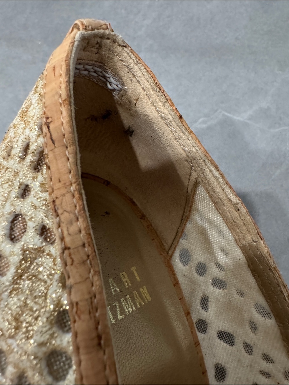 Stuart Weitzman Neutral Cork Platform Wedges - Picture 4 of 9